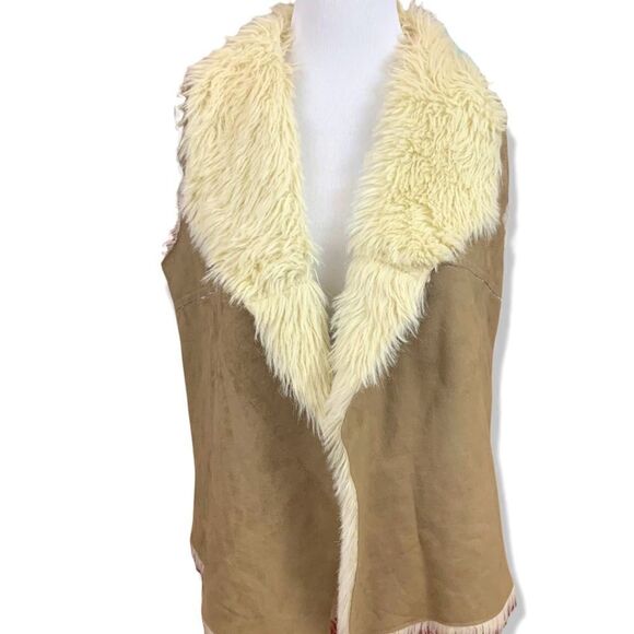 Au Lieu Penny Lane style vegan suede and fur vest L - Picture 1 of 6